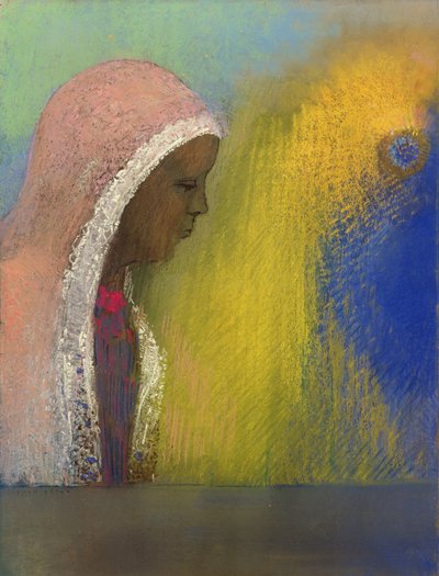 Portrait of a Woman in a Pink Veil, 1885 by Odilon Redon